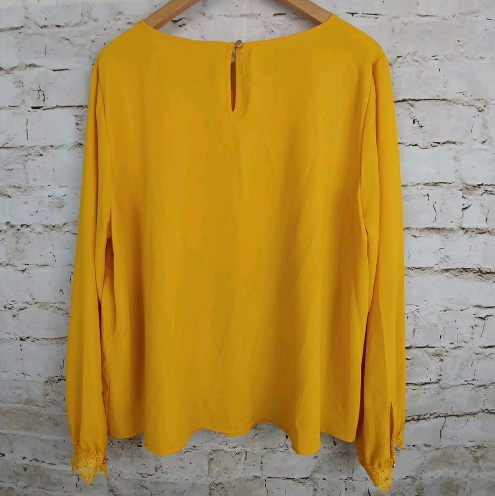 🚫SOLD📵Mustard Yellow Lace Embroidered LS - Picture 8 of 8